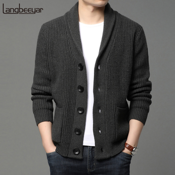 Nowy sweter rozpinany męski wełniany z warkoczami,  moda casualowa, styl koreański