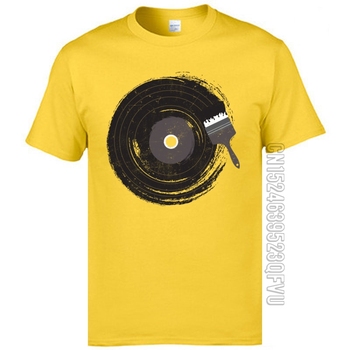 Koszulka męska z czarnym wzorem płyt rekordowych, sztuki i muzyki