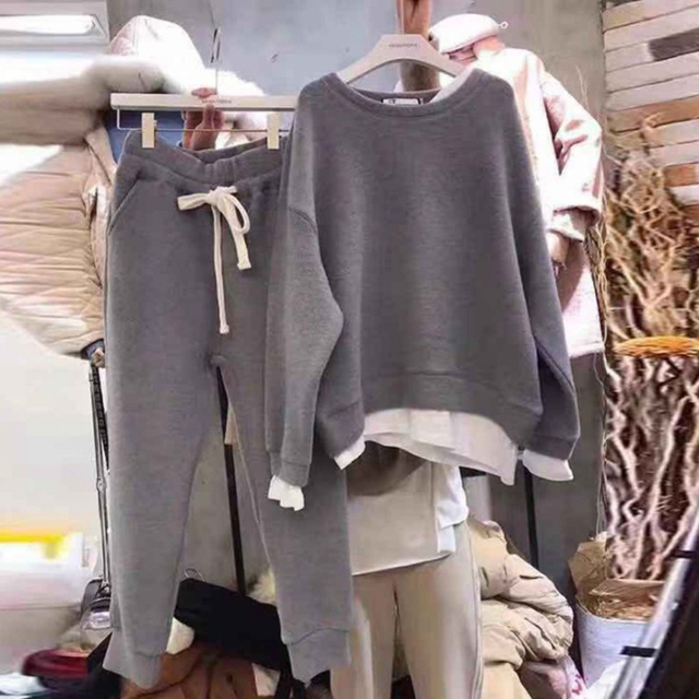 Zestaw damski: swetry spodnie – zimowy garnitur dresowy, luźne, papierowe, 2 częściowy - tanie ubrania i akcesoria