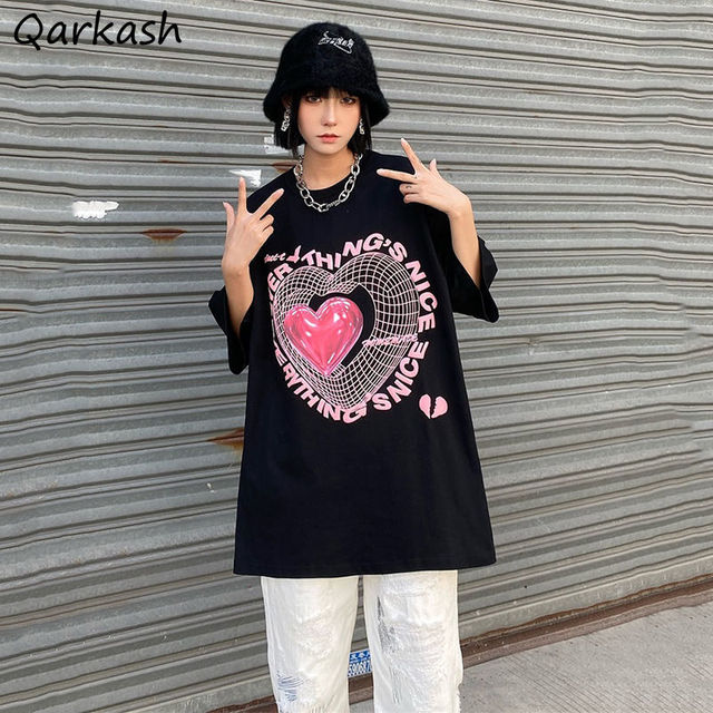 Letnia koszulka damska luźna Harajuku we wszystkich fazach Vintage Streetwear Casual z krótkim rękawem w stylu Ulzzangi - tanie ubrania i akcesoria