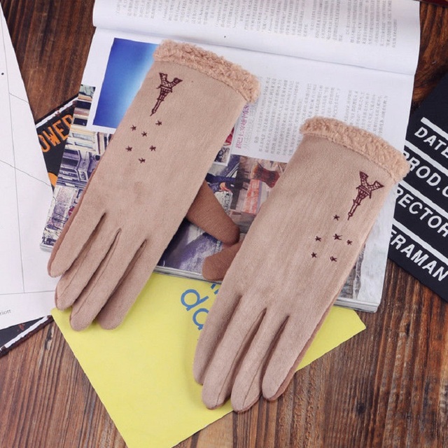 Damskie rękawiczki z wieżą Eiffla 2020 do ekranów dotykowych - zimowe rękawiczki z pięcioma palcami - tanie ubrania i akcesoria