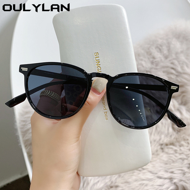 Ouluylan Okulary Przeciwsłoneczne Damskie 2021 Gradientowe Szkła Vintage Czarne UV400 - tanie ubrania i akcesoria