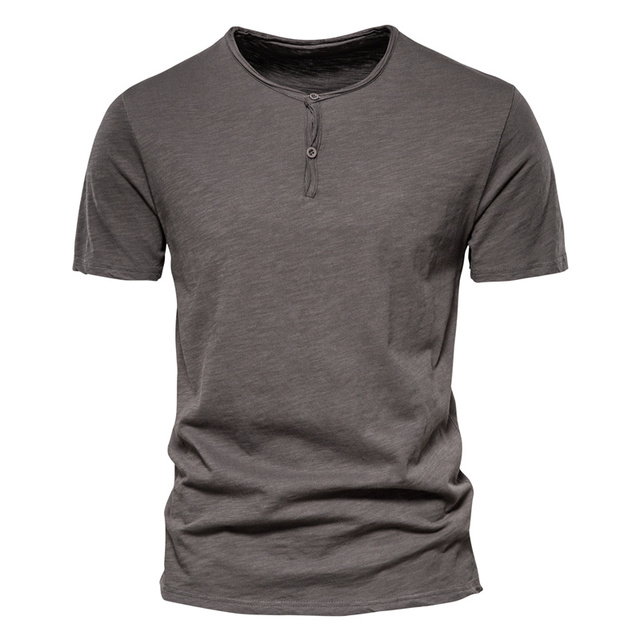 Męska koszulka AIOPESON Solid Color, z krótkim rękawem, okrągłym dekoltem, wykonana w 100% z bawełny. Jakość i styl w letnim wydaniu - tanie ubrania i akcesoria