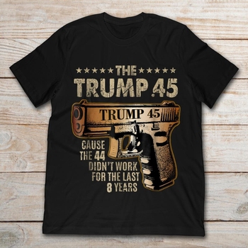 Koszulka unisex Trump 45 - 8 lat stagnacji z Trumpem, teraz odzyskujemy tempo - rozmiar S-5XL