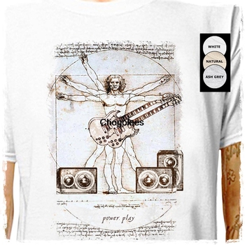 Męska koszulka Gitarzysta Leonardo Da Vinci - rockowy zespół, gitara elektryczna, bas - 100% bawełna