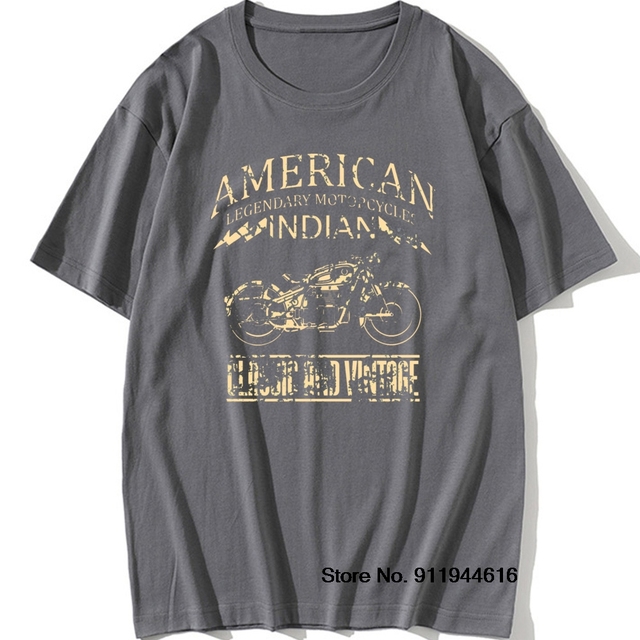 Koszula męska Vintage z motywem amerykańskiego motocykla indyjskiego - styl retro i wygodna bawełna - tanie ubrania i akcesoria
