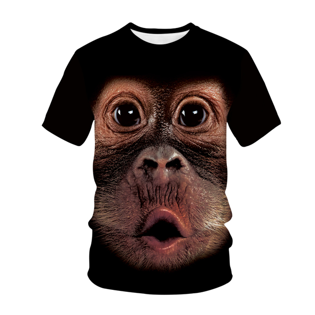 Nowa koszulka męska 3D z nadrukiem małpy goryla - śmieszna odzież uliczna - tanie ubrania i akcesoria