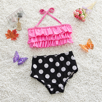 Dziecko stroje kąpielowe dla dziewczyn, polka dot bikini, 2 sztuki, rozmiar 1-8 lat (C0005)