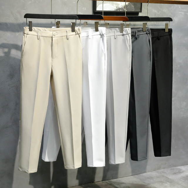 Cienkie zwężane spodnie marynarskie męskie znanej brytyjskiej marki, dorywczo w wersji Plus rozmiar 42 - tanie ubrania i akcesoria