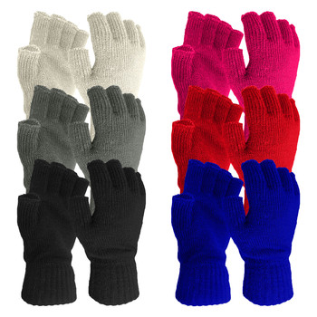 Męskie rękawice zimowe bez palców, ciepłe i elastyczne, wykonane z dzianiny wełnianej