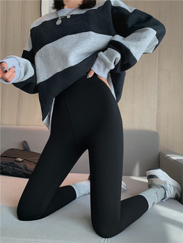 Czarne legginsy z pluszowej skóry rekina - podniesienie bioder, wyszczuplenie brzucha - idealne na jesień i zimę