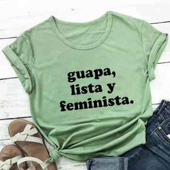 Koszulka damska z krótkim rękawem, hiszpańska, 100% bawełniana, drukowana, śmieszna
