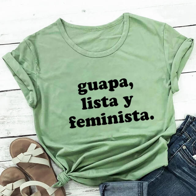 Koszulka damska z krótkim rękawem, hiszpańska, 100% bawełniana, drukowana, śmieszna - tanie ubrania i akcesoria