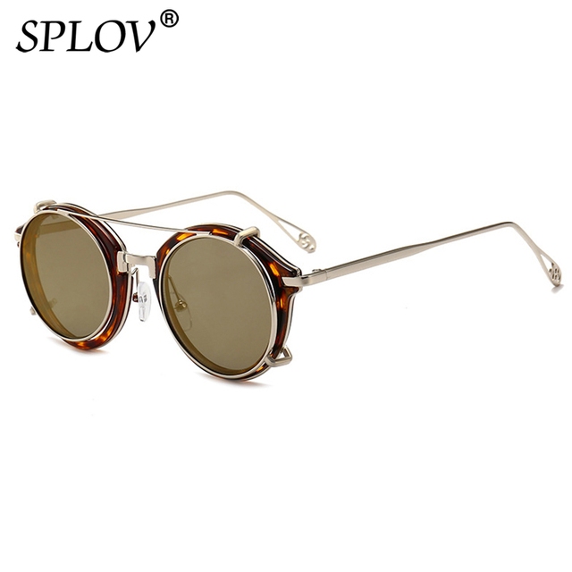 Retro Steampunk okulary przeciwsłoneczne z wymiennym, odpinanym, przezroczystym soczewkami, okrągłe, nakładane na okulary, dla mężczyzn i kobiet - tanie ubrania i akcesoria