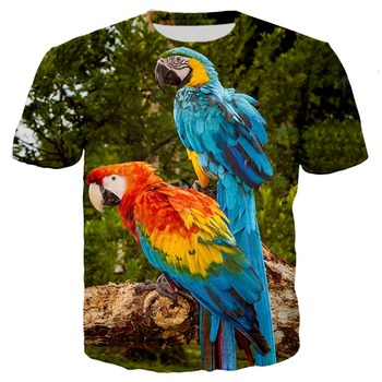 Męska koszulka z nadrukiem papugi T-Shirt 2021 Tees Hip Hop Nowe Lato