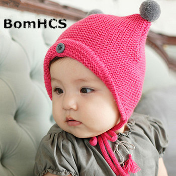 Czapka z dzianiny dla dziewczynek - BomHCS Cute Baby Handmade, kapelusz w formie rekwizytu z uroczym zdjęciem na czapce