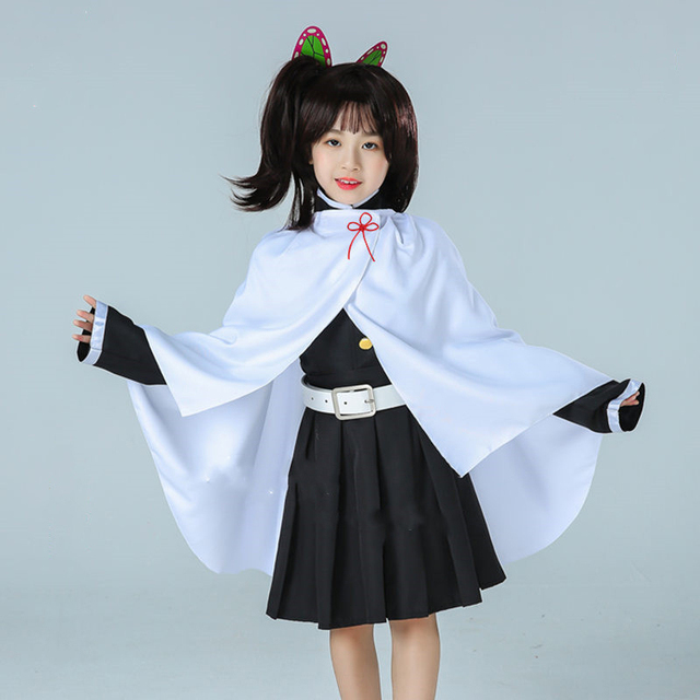 Dziewczęcy kostium Shinobu Tsuyuri z Anime Demon Slayer Kimetsu nie Yaiba - tanie ubrania i akcesoria