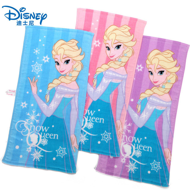 Ręcznik Disney Frozen Elsa dla niemowląt – miękka bawełna, chusteczka dla dzieci, noworodków, rozmiar 25*50cm - tanie ubrania i akcesoria