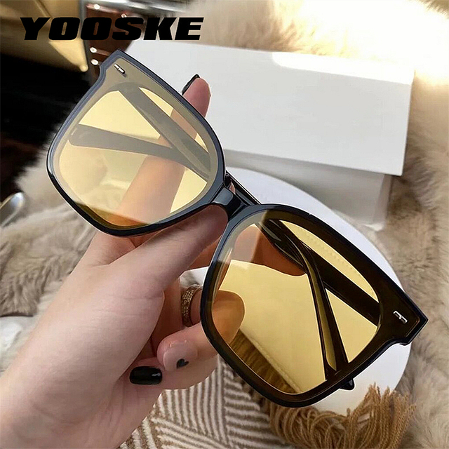 Okulary przeciwsłoneczne unisex YOOSKE 2021 Vintage Square czarny z filtrem UV400 - tanie ubrania i akcesoria