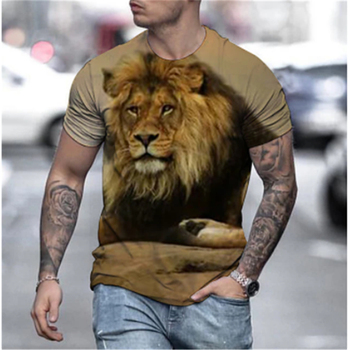 Męska koszulka Yin Yang 3D z nadrukiem lwa w letnim Hip Hop stylu Harajuku 2021 Top