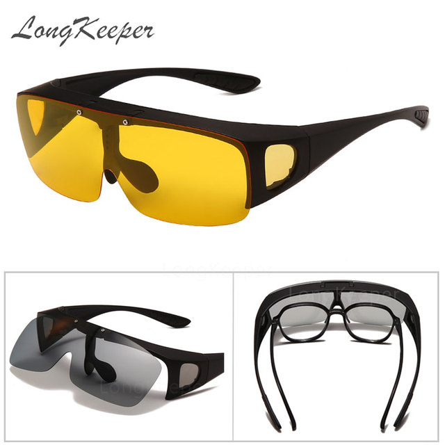 Okulary przeciwsłoneczne LongKeeper z polaryzacją i na noc z powiększoną szybą - męskie i damskie okulary do jazdy sportowej - tanie ubrania i akcesoria