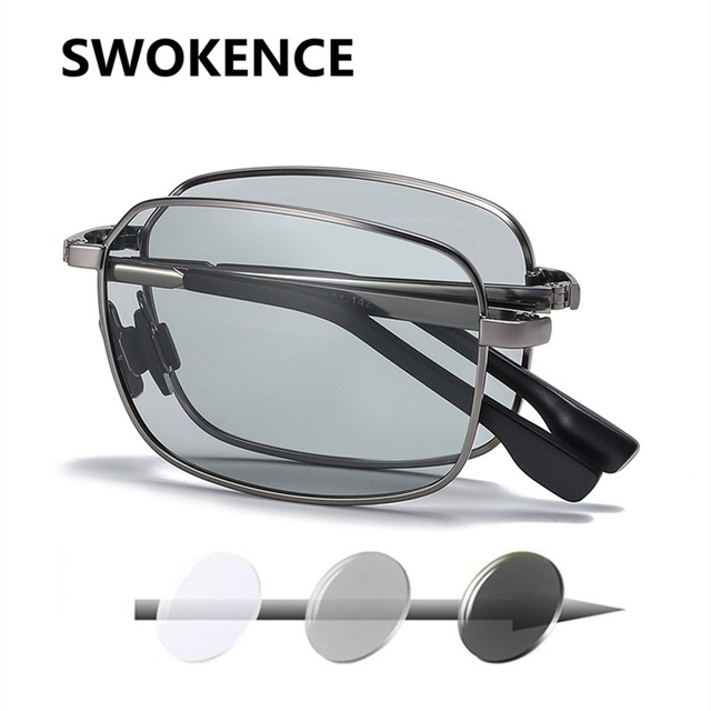 Składane spolaryzowane okulary fotochromowe SWOKENCE SA56, męskie i damskie, szary i brązowy, przenośne, chameleon, noktowizor - tanie ubrania i akcesoria
