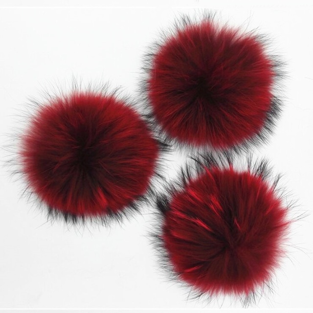 Czapka zimowa damska z pomponem futrzany pom, 5 sztuk/partia, czerwone kulki szopowe - tanie ubrania i akcesoria